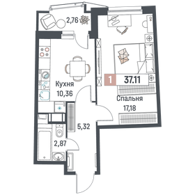 37,4 м², 1-комнатная квартира 6 345 765 ₽ - изображение 9