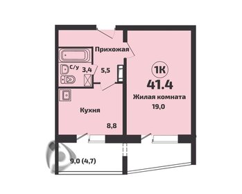 Квартира 41,4 м², 1-комнатная - изображение 1