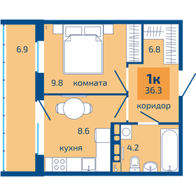 36,3 м², 1-комнатная квартира 3 960 000 ₽ - изображение 28