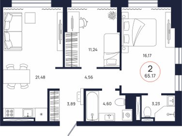 Квартира 65,2 м², 2-комнатная - изображение 3