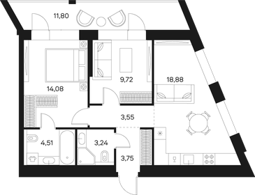 63,6 м², 3-комнатная квартира 36 326 368 ₽ - изображение 13