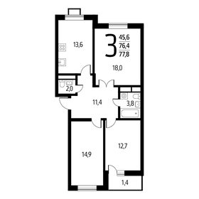 77,8 м², 3-комнатная квартира 16 392 460 ₽ - изображение 10