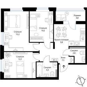 102,8 м², 3-комнатная квартира 22 333 000 ₽ - изображение 91