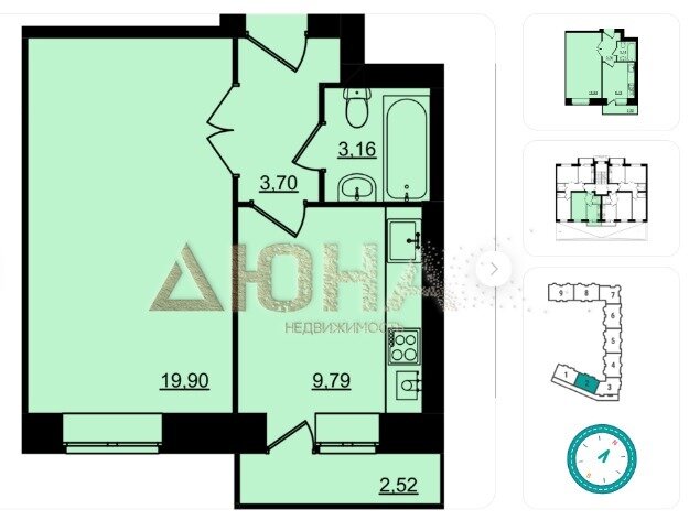 37,3 м², 1-комнатная квартира 2 980 270 ₽ - изображение 1