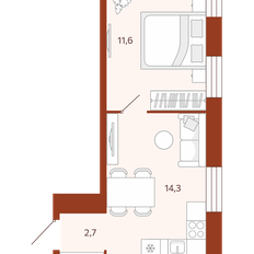 Квартира 32,9 м², 1-комнатная - изображение 2