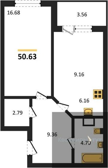 50,6 м², 1-комнатная квартира 6 769 231 ₽ - изображение 1