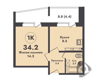 Квартира 34,2 м², 1-комнатная - изображение 1