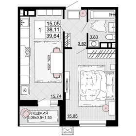 37,8 м², 1-комнатная квартира 5 640 000 ₽ - изображение 78