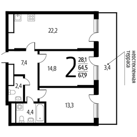 Квартира 67,9 м², 2-комнатная - изображение 1