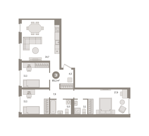 76,2 м², 3-комнатная квартира 14 180 000 ₽ - изображение 40