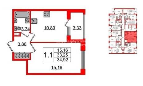 29,3 м², 1-комнатные апартаменты 9 067 500 ₽ - изображение 34