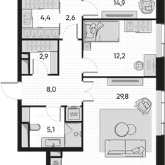 Квартира 92,4 м², 3-комнатная - изображение 2