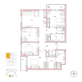 Квартира 116,9 м², 4-комнатная - изображение 1