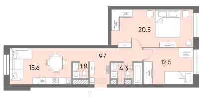 Квартира 60,2 м², 2-комнатная - изображение 1