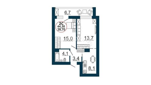 Квартира 51 м², 2-комнатная - изображение 1