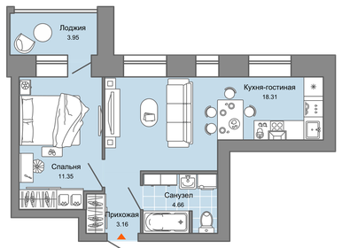 34 м², 1-комнатная квартира 5 715 400 ₽ - изображение 30