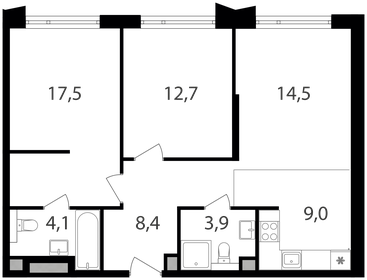 75 м², 3-комнатная квартира 26 100 000 ₽ - изображение 123