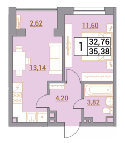 35,6 м², 1-комнатная квартира 3 628 140 ₽ - изображение 29