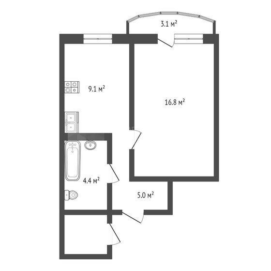 37 м², 1-комнатная квартира 4 250 000 ₽ - изображение 1
