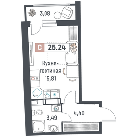 27 м², квартира-студия 3 200 000 ₽ - изображение 69