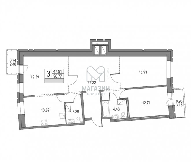 100,5 м², 3-комнатная квартира 23 500 000 ₽ - изображение 15