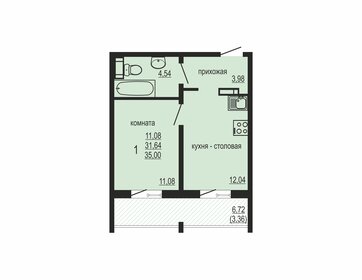 Квартира 35 м², 1-комнатная - изображение 1