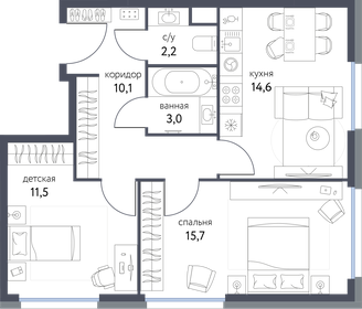 58 м², 2-комнатная квартира 23 500 000 ₽ - изображение 57