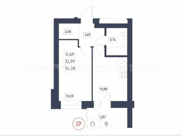 Квартира 34,4 м², 1-комнатная - изображение 1