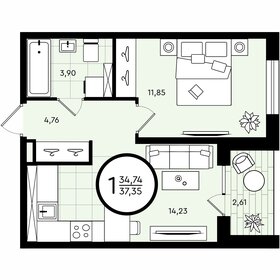 37,4 м², 1-комнатная квартира 4 898 890 ₽ - изображение 22