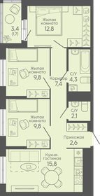 Квартира 66 м², 3-комнатная - изображение 1