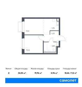 Квартира 34,3 м², 1-комнатная - изображение 1