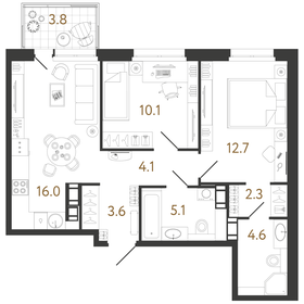 58,5 м², 2-комнатная квартира 17 936 224 ₽ - изображение 69