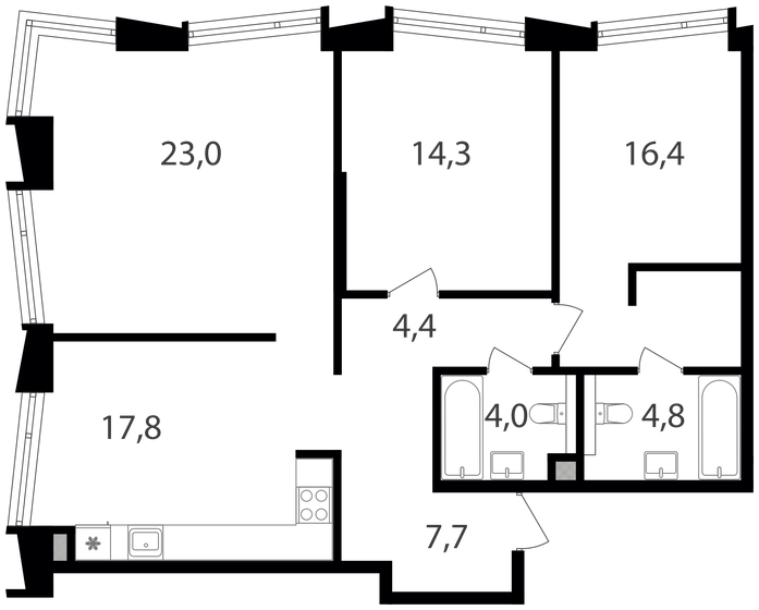 92,4 м², 3-комнатная квартира 39 510 240 ₽ - изображение 17