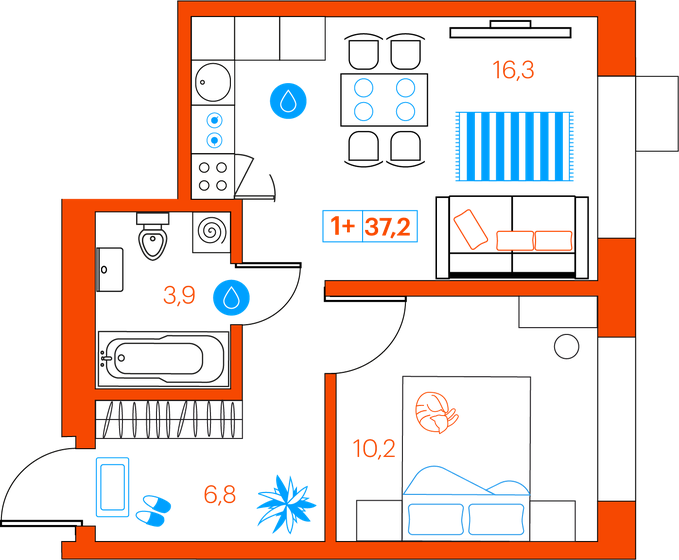 37,2 м², 1-комнатная квартира 4 880 000 ₽ - изображение 1