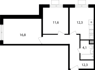 57,1 м², 2-комнатная квартира 19 585 300 ₽ - изображение 1