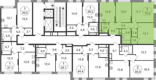 74,3 м², 3-комнатная квартира 19 990 000 ₽ - изображение 109