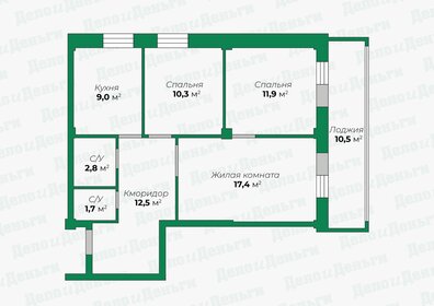 Квартира 76,1 м², 3-комнатная - изображение 1