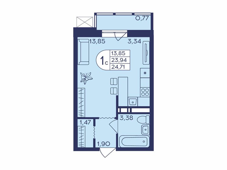 24,3 м², 1-комнатная квартира 6 070 140 ₽ - изображение 51