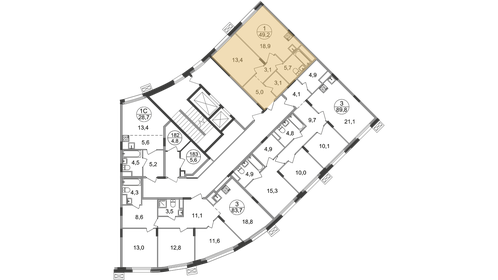 Квартира 49,2 м², 1-комнатная - изображение 2