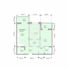 Квартира 85,5 м², 2-комнатная - изображение 2