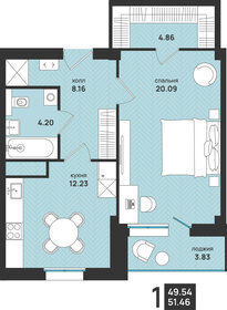 Квартира 51,5 м², 1-комнатная - изображение 1