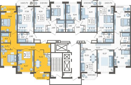 80 м², 3-комнатная квартира 11 000 000 ₽ - изображение 107