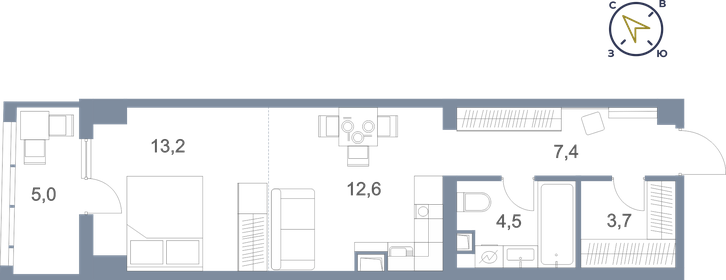 45,9 м², 1-комнатная квартира 5 430 000 ₽ - изображение 31