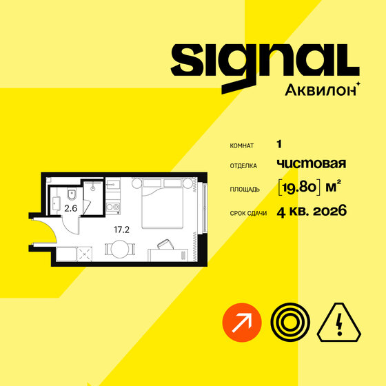 19,8 м², 1-комнатные апартаменты 6 552 839 ₽ - изображение 1