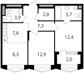 60,1 м², 2-комнатная квартира 32 787 268 ₽ - изображение 1