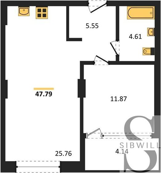 47,5 м², 1-комнатная квартира 5 973 000 ₽ - изображение 1