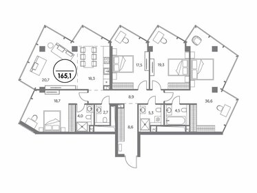 Квартира 165,1 м², 4-комнатная - изображение 1