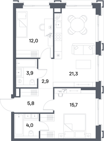 Квартира 65,6 м², 2-комнатная - изображение 1