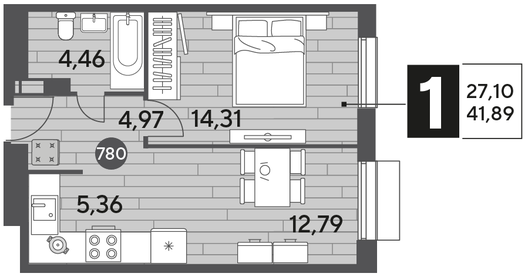 40 м², 1-комнатная квартира 6 500 000 ₽ - изображение 72