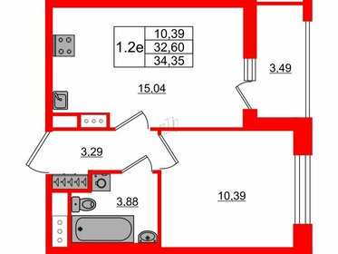 Квартира 32,6 м², 1-комнатная - изображение 1